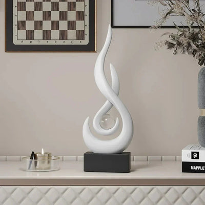 Abstract Flame Sculpture Ornament - Creative Ceramic Decor