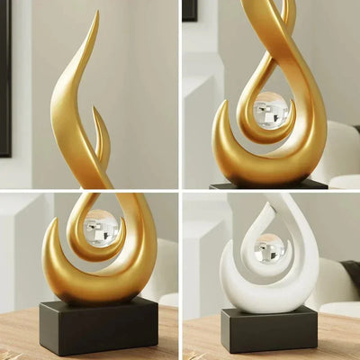 Abstract Flame Sculpture Ornament - Creative Ceramic Decor