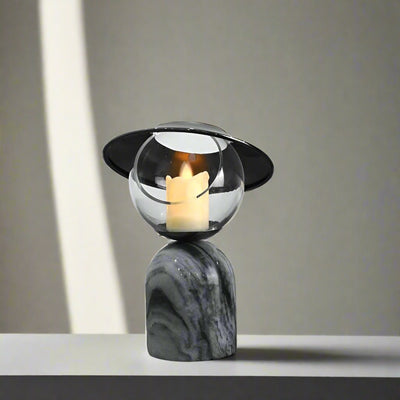 Black Marble Effect Candle Holder with Wax Melt Burner