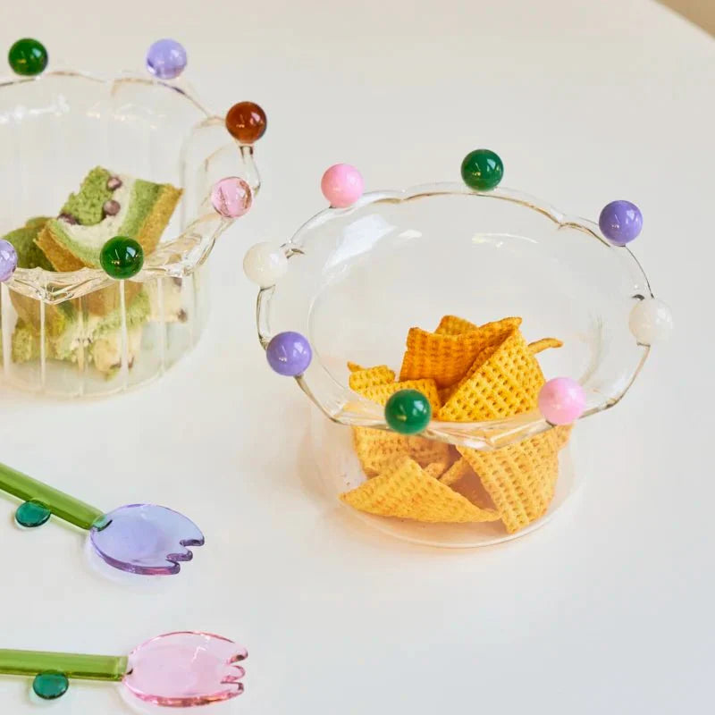 Colourful Crown Shaped Dessert Bowl - Eco-Friendly Glass Design