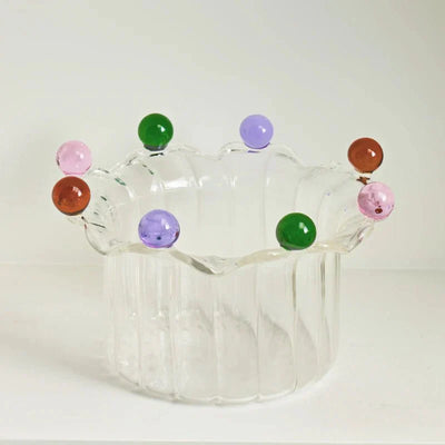 Colourful Crown Shaped Dessert Bowl - Eco-Friendly Glass Design