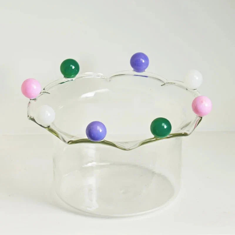Colourful Crown Shaped Dessert Bowl - Eco-Friendly Glass Design