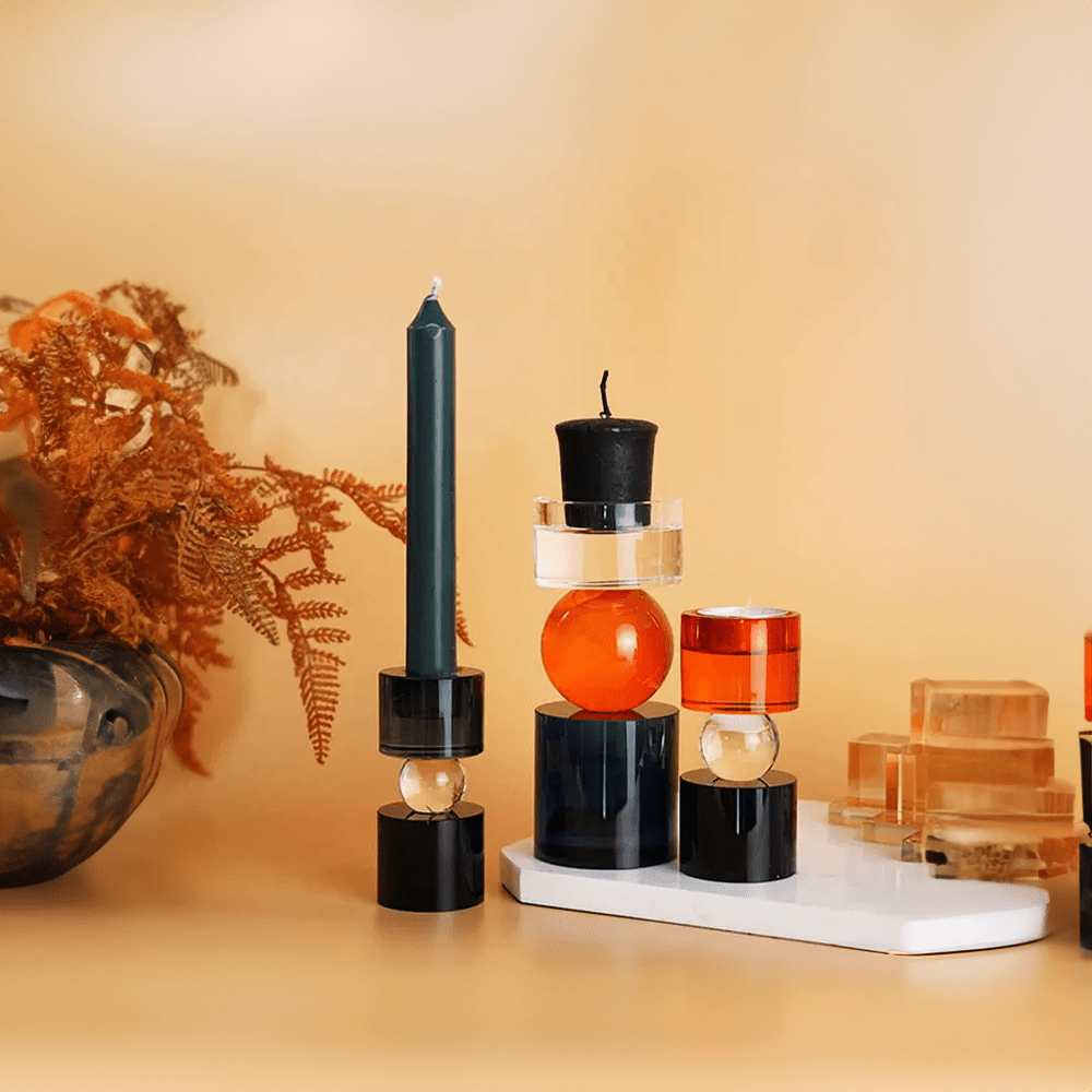 Colourful Geometric Crystal Candle Holder for Modern Decor