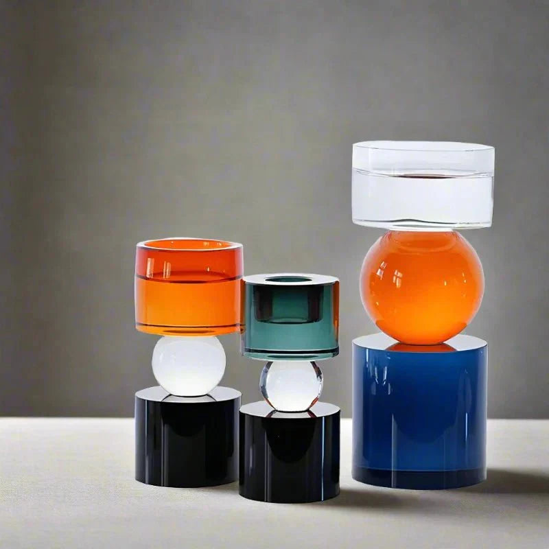 Colourful Geometric Crystal Candle Holder for Modern Decor