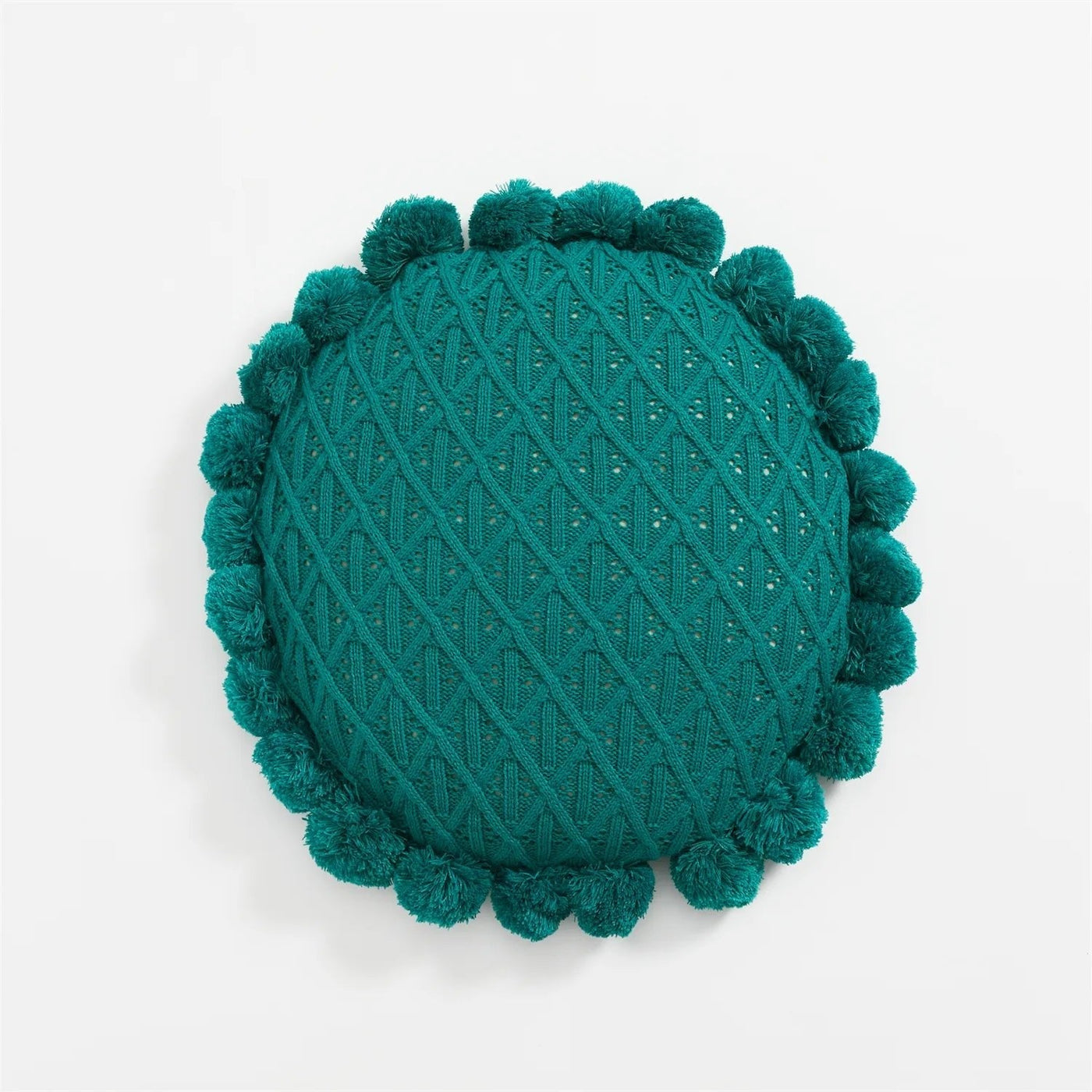 Cute Pompom Tassel Round Cosy Cushion in Acrylic Knit