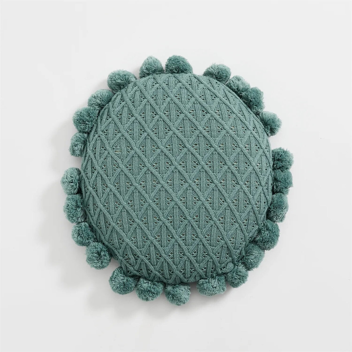 Cute Pompom Tassel Round Cosy Cushion in Acrylic Knit