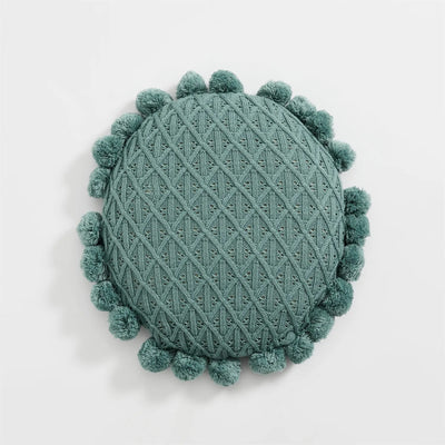 Cute Pompom Tassel Round Cosy Cushion in Acrylic Knit