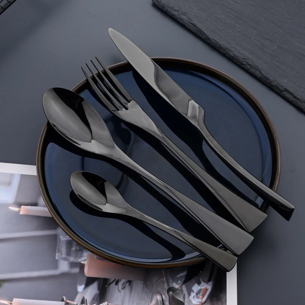 Jet Black Cutlery Set – Refined Minimalism