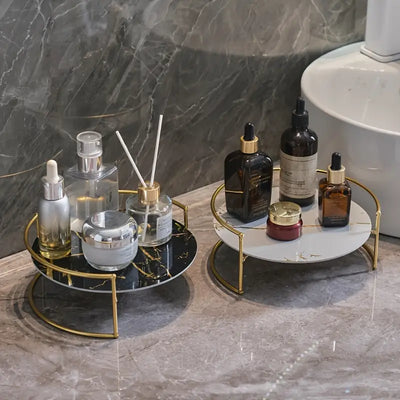 Marbled Glass Tray – Decorative Organizer with Metal Frame