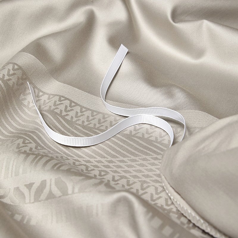 Estelle Duvet Cover Set – 1000 TC Egyptian Cotton in Warm Beige with Elegant Texture