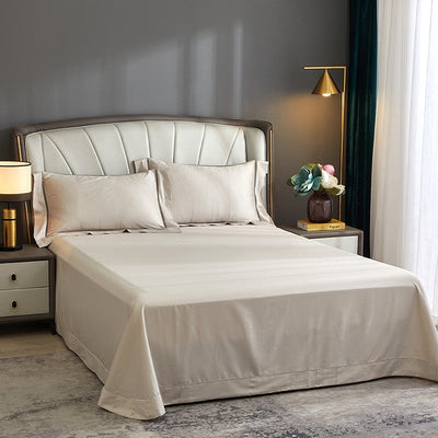 Estelle Duvet Cover Set – 1000 TC Egyptian Cotton in Warm Beige with Elegant Texture