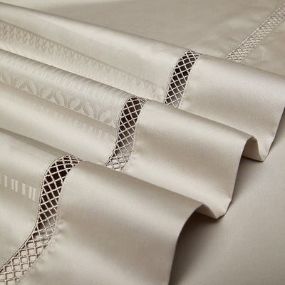 Estelle Duvet Cover Set – 1000 TC Egyptian Cotton in Warm Beige with Elegant Texture