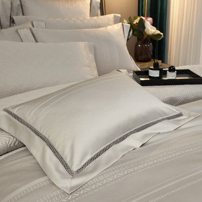 Estelle Duvet Cover Set – 1000 TC Egyptian Cotton in Warm Beige with Elegant Texture