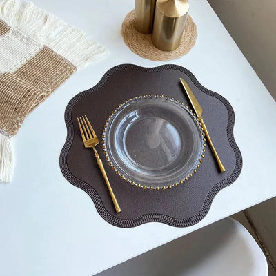 Faux Leather Flower Shaped Table Mats for Stylish Dining