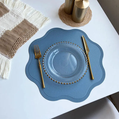 Faux Leather Flower Shaped Table Mats for Stylish Dining