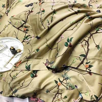 Flight of the Orient Duvet Cover Set – Vibrant Floral Print on Soft Cotton