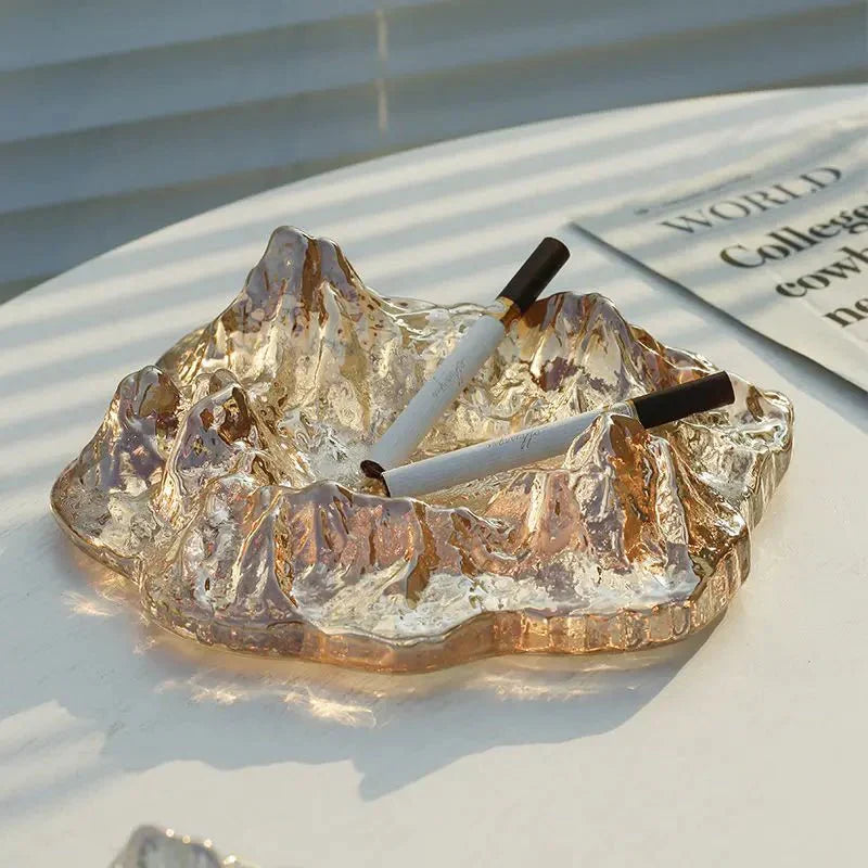 Ice Style Mountain Glass Ashtray Decoration for Home Use