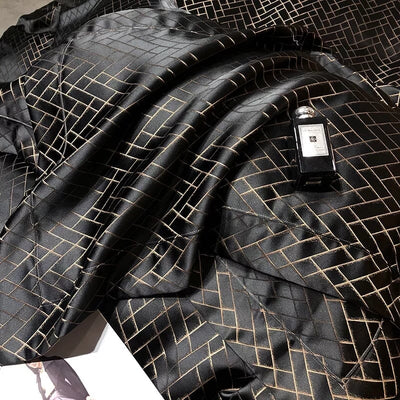 Noir Jasmine Luxury Jacquard Duvet Cover Set