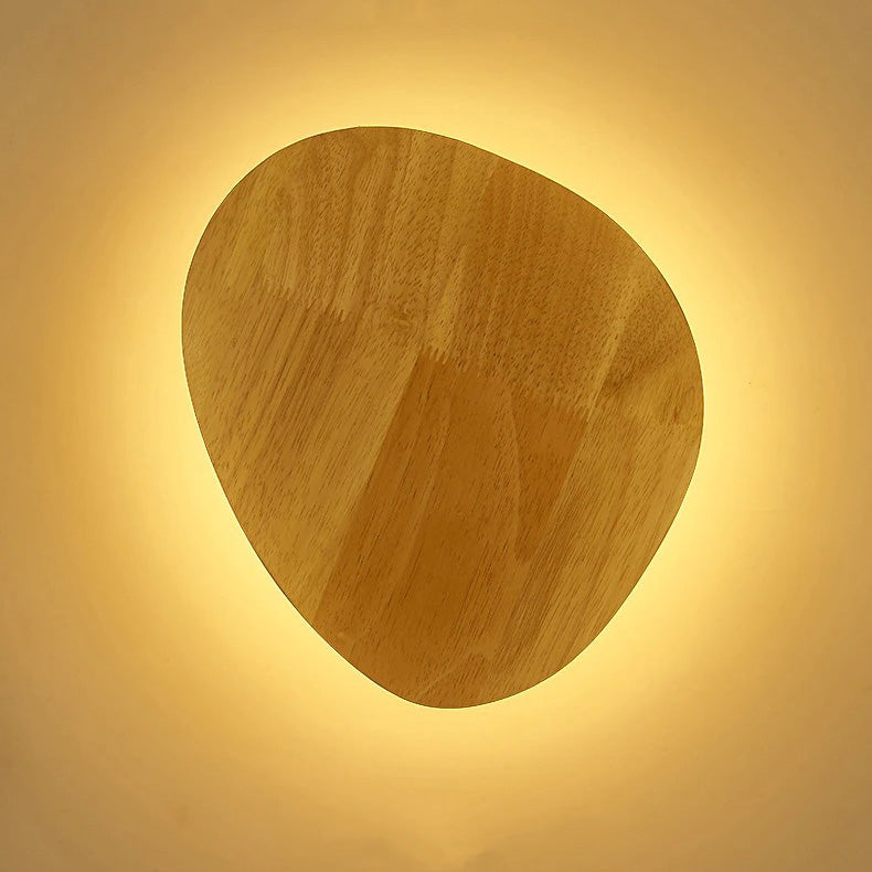 Circular Wooden Wall Bedside Lamp with Minimalist Design