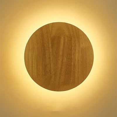 Circular Wooden Wall Bedside Lamp with Minimalist Design