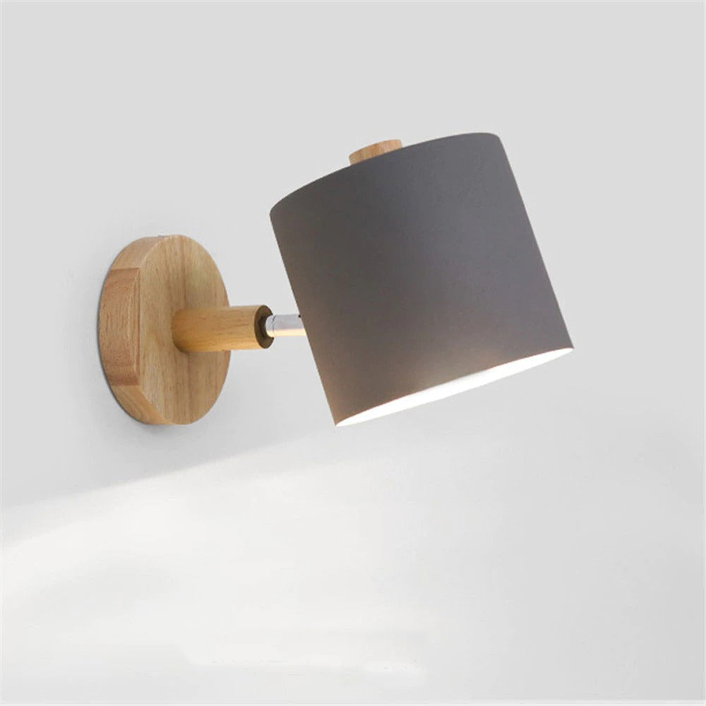 Scandinavian Style Wooden Wall Bedside Lamp with Touch Sensor