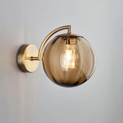 Design Ball-Shaped Wall Bedside Lamp in Smoked Glass