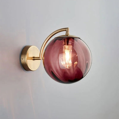 Design Ball-Shaped Wall Bedside Lamp in Smoked Glass