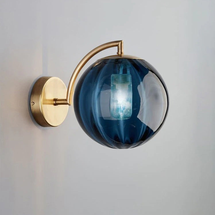 Design Ball-Shaped Wall Bedside Lamp in Smoked Glass