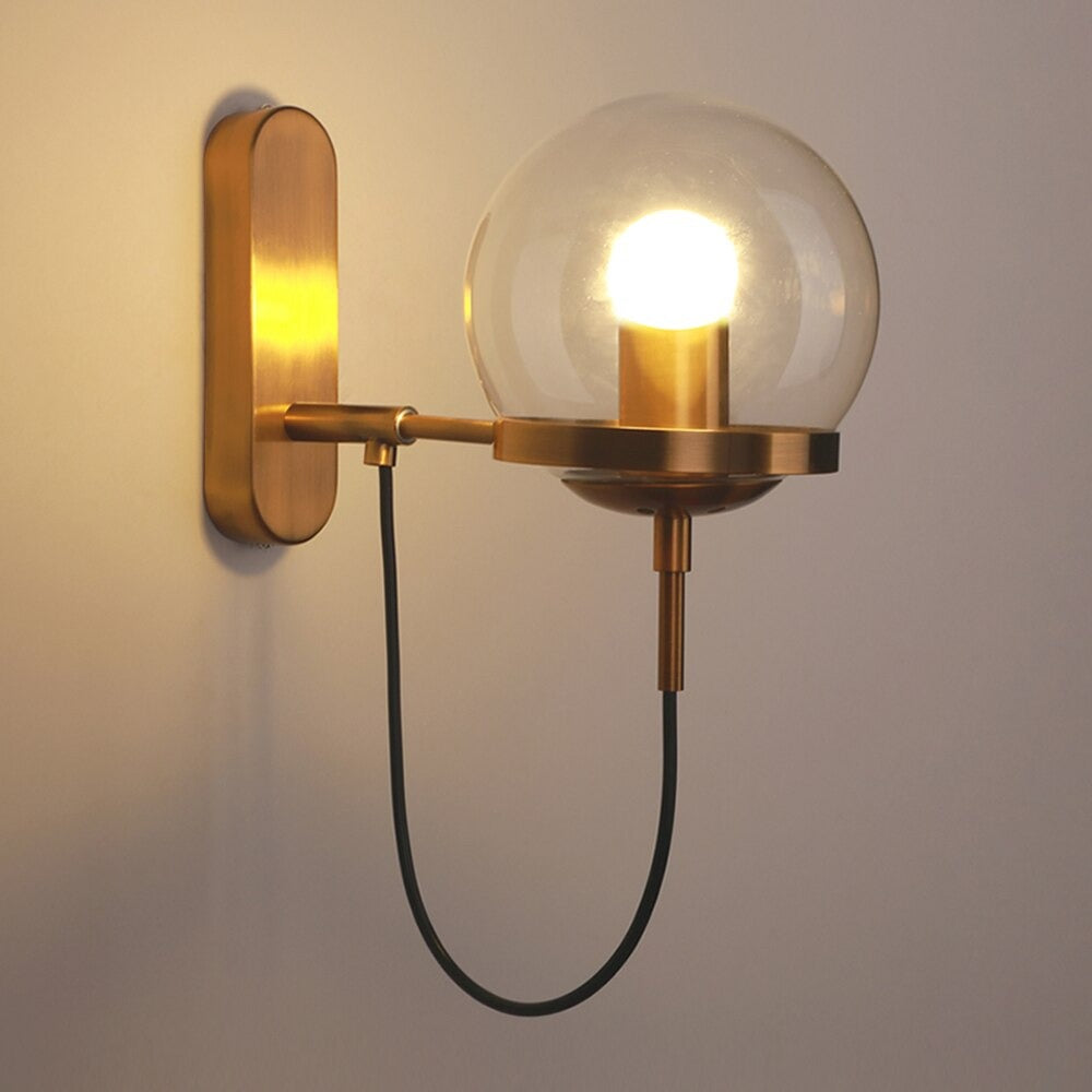 Chic Design Wall Bedside Lamp with Glass Ball Shade