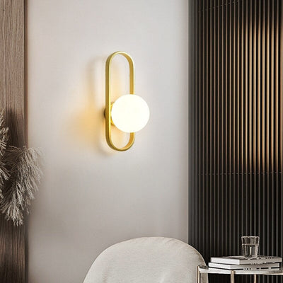 Circular Design Wall Bedside Lamp with Glass Ball Shade