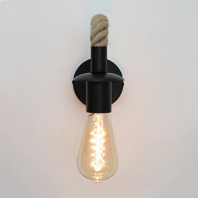 Industrial Wall Bedside Lamp with Rope and Metal Design