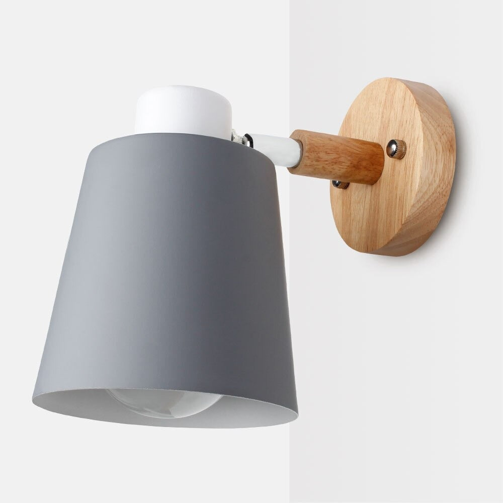 Wooden Modern Wall Bedside Lamp with Vintage Bell Shape