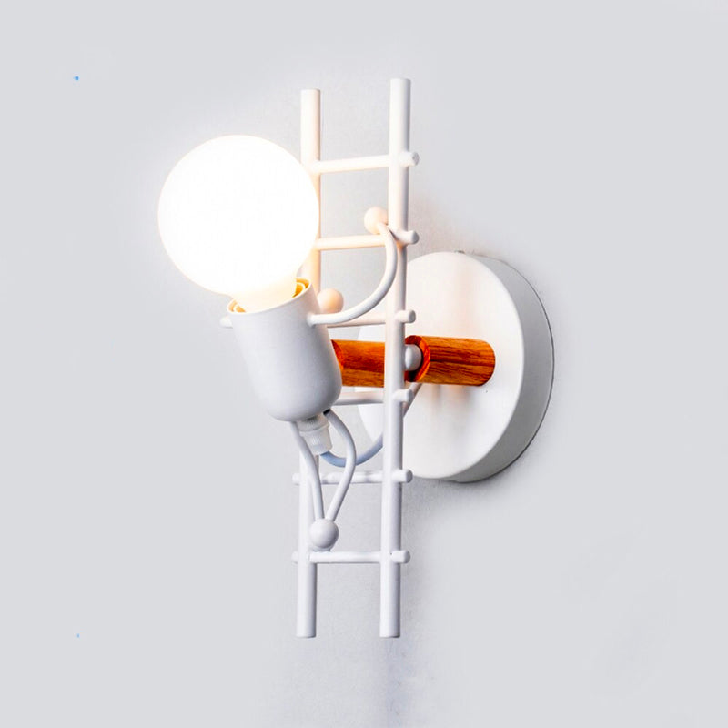 Industrial Original Wall Bedside Lamp with Metal and Wood