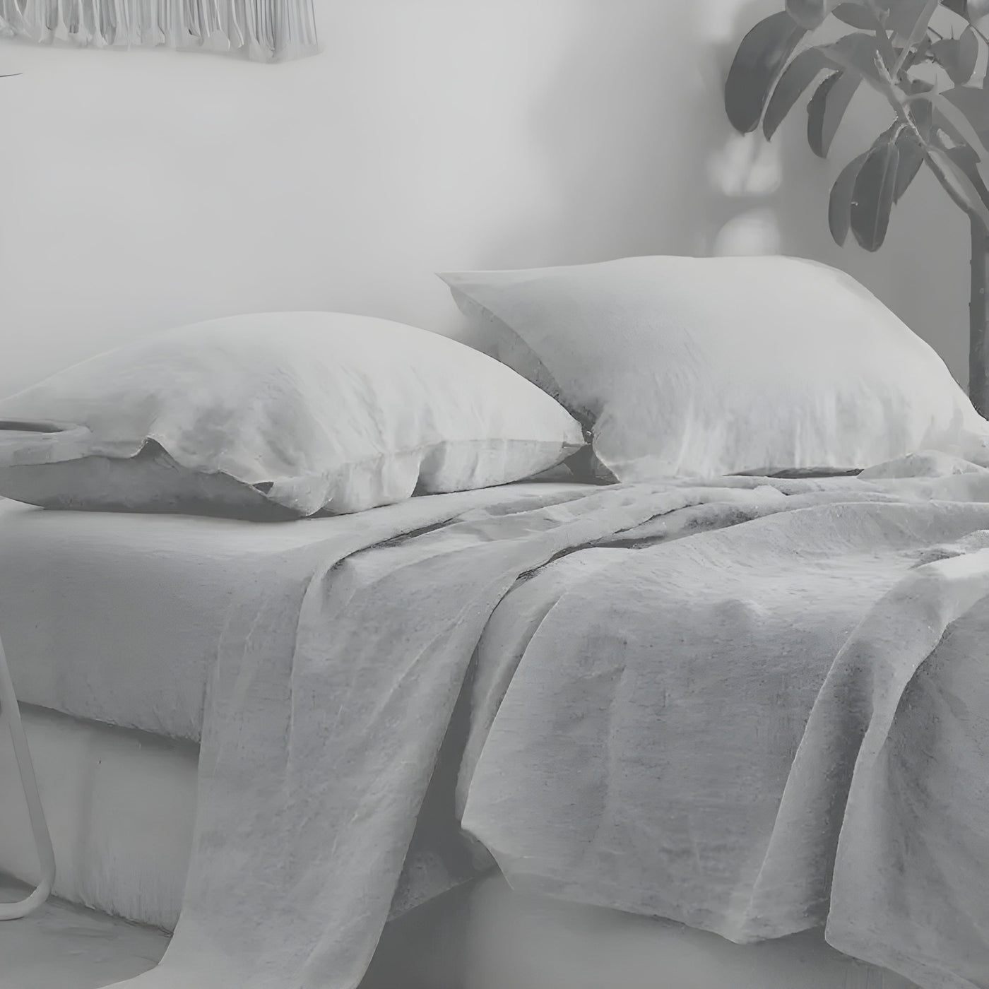 3PCS 100% Washed Linen Sheet Set - Natural Flax Bed Sheets with 2 Pillowcases