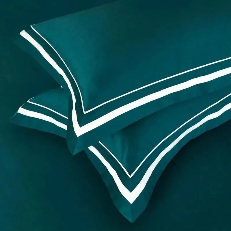 Marlene Dark Turquoise Duvet Cover Set – 1000 TC Egyptian Cotton with Elegant White Accents