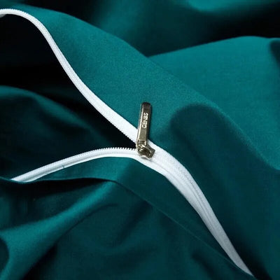Marlene Dark Turquoise Duvet Cover Set – 1000 TC Egyptian Cotton with Elegant White Accents