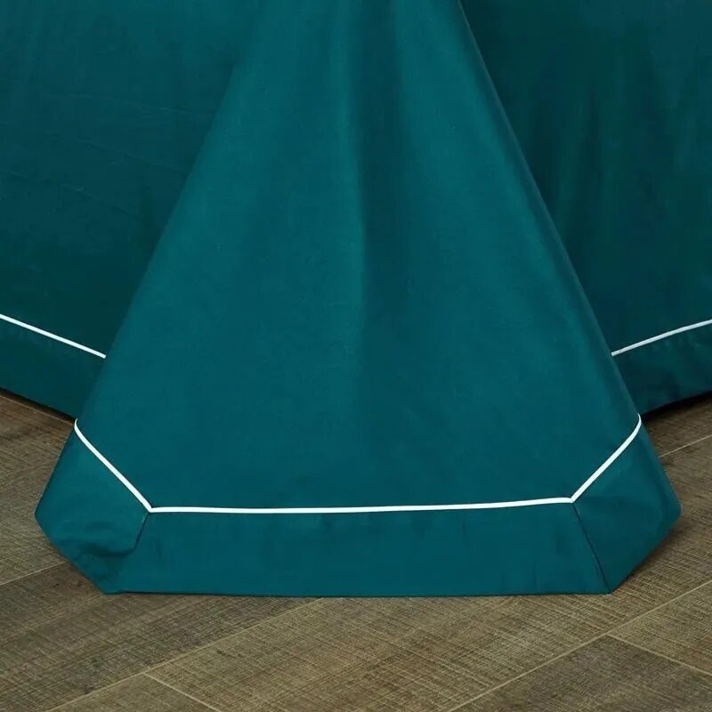 Marlene Dark Turquoise Duvet Cover Set – 1000 TC Egyptian Cotton with Elegant White Accents