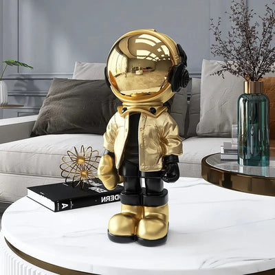 Modern Contemporary Astronaut Statue Gold Plated Resin Decor