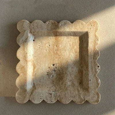 Natural Marble Decorative Display Plate - Square 20cm Aesthetic