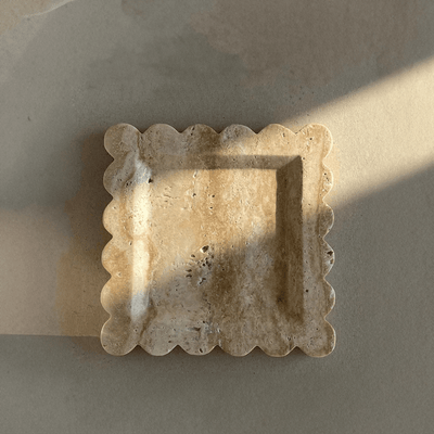 Natural Marble Decorative Display Plate - Square 20cm Aesthetic