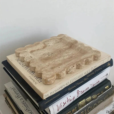 Natural Marble Decorative Display Plate - Square 20cm Aesthetic