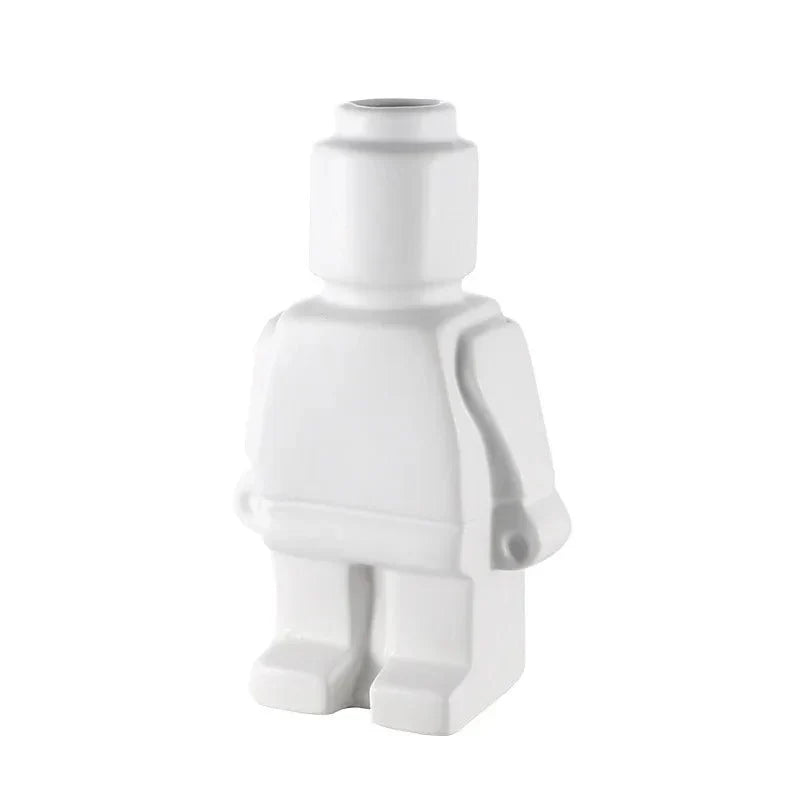 Nordic Style Minimal Ceramic Robot Vase for Modern Decor
