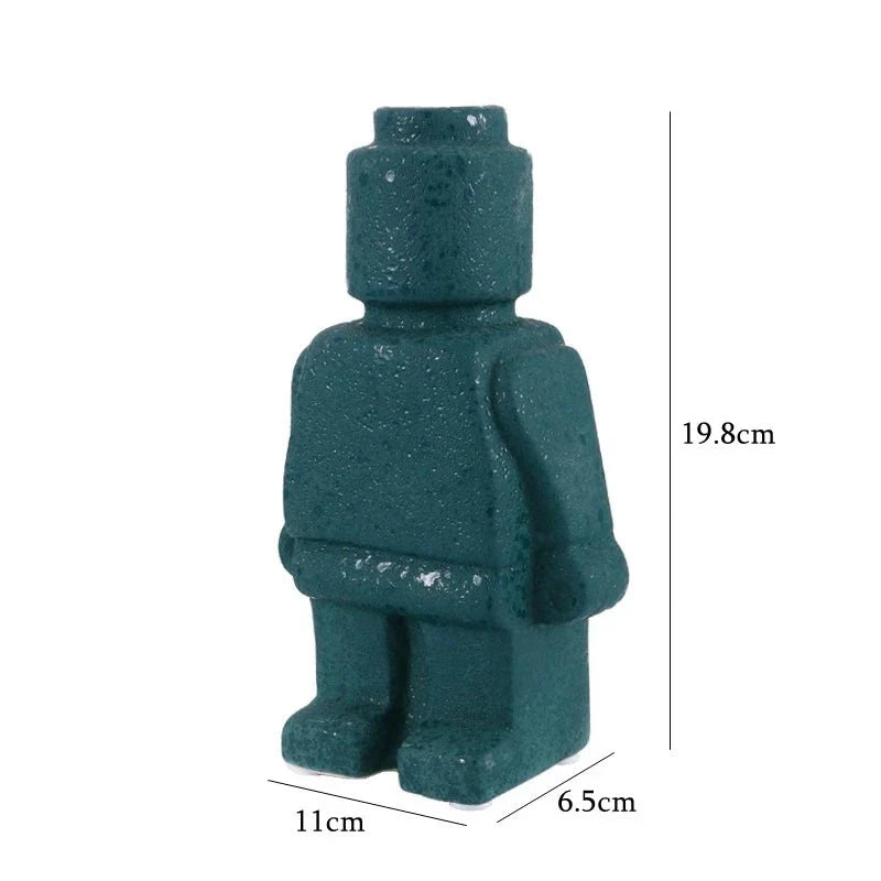 Nordic Style Minimal Ceramic Robot Vase for Modern Decor