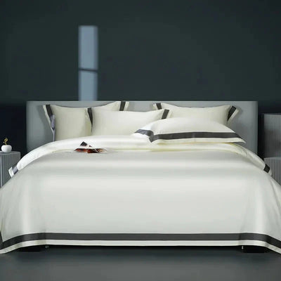 One-Line Duvet Cover Set – 1200 TC Egyptian Cotton with Elegant Border Detail