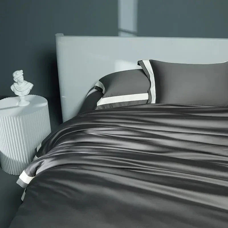 One-Line Duvet Cover Set – 1200 TC Egyptian Cotton with Elegant Border Detail