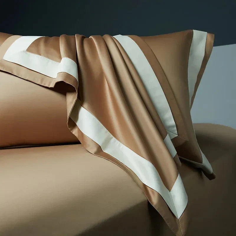 One-Line Duvet Cover Set – 1200 TC Egyptian Cotton with Elegant Border Detail