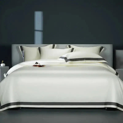 One-Line Duvet Cover Set – 1200 TC Egyptian Cotton with Elegant Border Detail