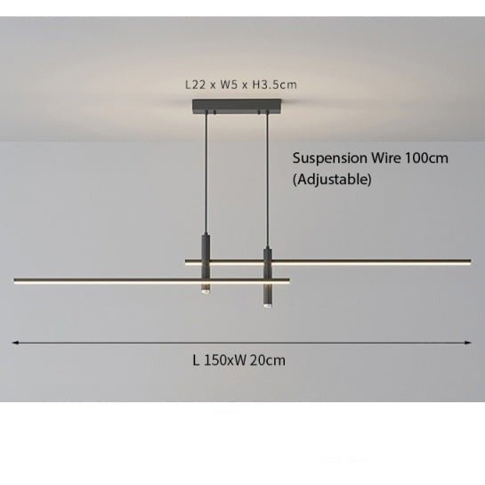 Modern LED Linear Pendant Light – Adjustable Height & Dimmable Options