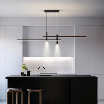 Modern LED Linear Pendant Light – Adjustable Height & Dimmable Options