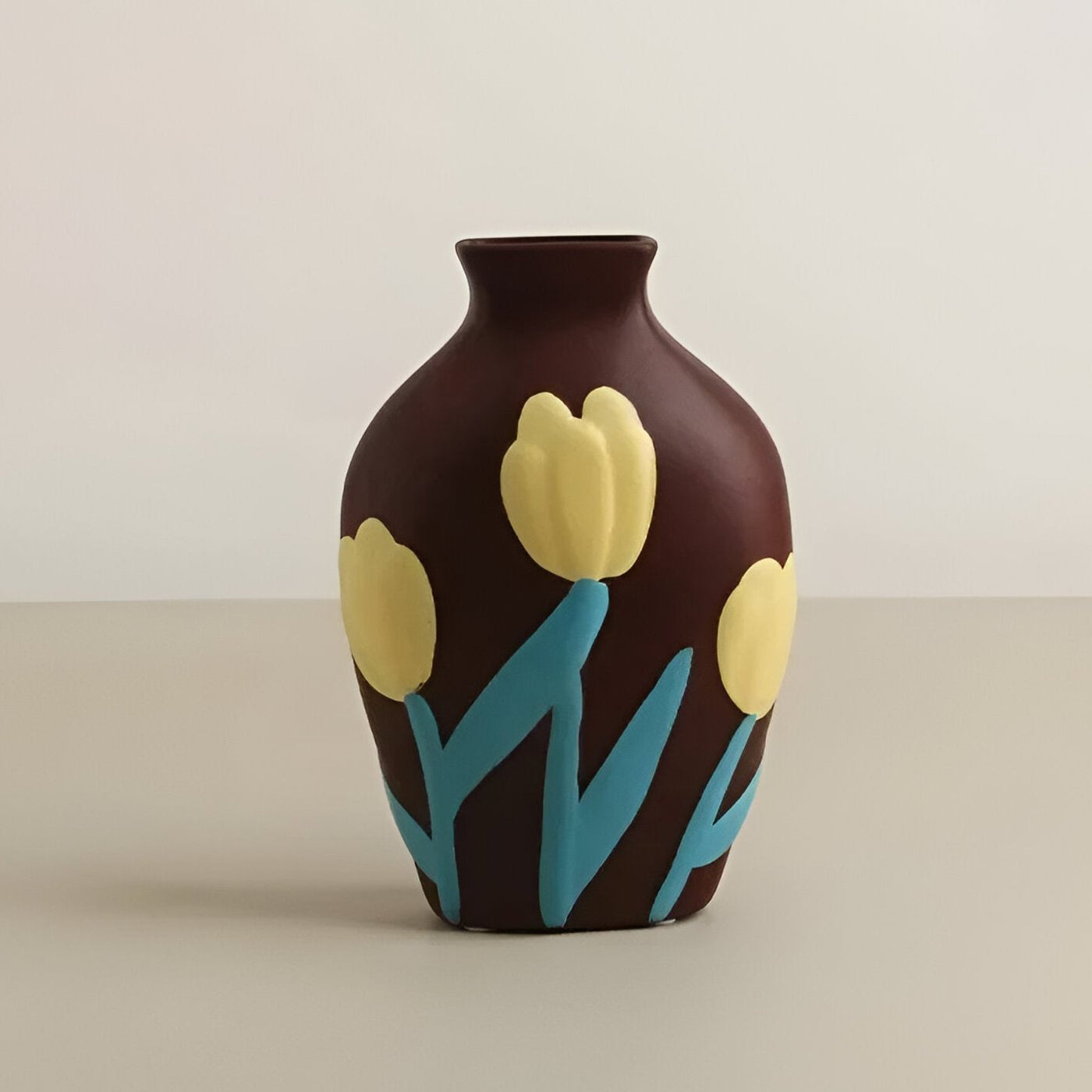 Painted Floral Ceramic Vase for Home Decor and Flowers